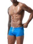 Men's Quick Dry Blue Swim Shorts with Drawstring