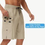 MIVEI Men's Quick Dry 9" Swim Trunks - Khaki
