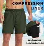 Men's Quick Dry Swim Trunks with Compression Liner