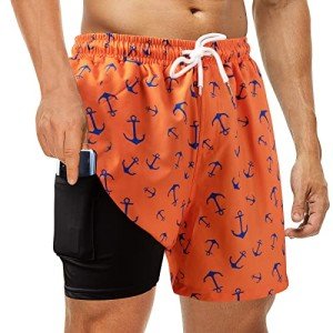 Men's Quick-Dry Swim Trunks with Compression Liner