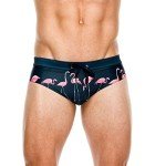 Men's Flamingo Print Thong Swim Briefs - Green