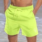 Men's Quick Dry Yellow Beach Shorts with Pockets