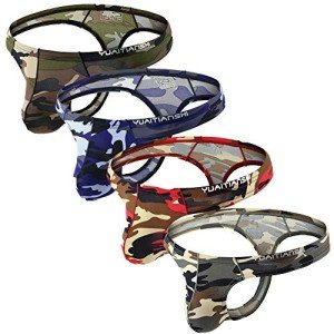 CSMARTE Men's Camouflage Low Rise Thong - 4 Pack