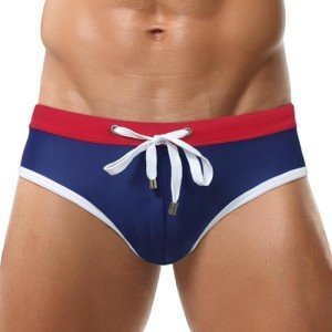 FEOYA Men's Colorblock Athletic Swim Briefs