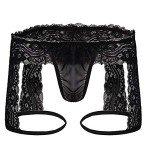 Lace Thong G-Strings for Men - Black Medium
