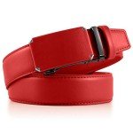 Men's Leather Ratchet Belt in Red