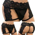 Lace Thong G-Strings for Men - Black Medium