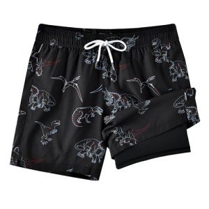 Men's 5.5" Dinosaur Print Swim Trunks