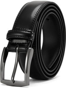 Men's Genuine Leather Adjustable Dress Belts - Black