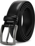Men's Genuine Leather Adjustable Dress Belts - Black