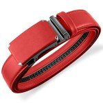 Men's Leather Ratchet Belt in Red