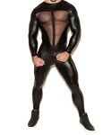 YouYayaZai Men's Black Faux Leather Catsuit - XL