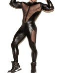 YouYayaZai Men's Black Faux Leather Catsuit - XL