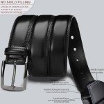 Men's Genuine Leather Adjustable Dress Belts - Black