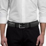 Men's Genuine Leather Adjustable Dress Belts - Black