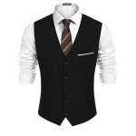 PJ PAUL JONES Men's Casual Black Waistcoat Vest