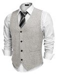 Men's Slim Fit Herringbone Suit Vest by COOFANDY
