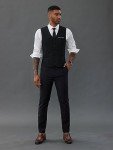 PJ PAUL JONES Men's Casual Black Waistcoat Vest