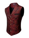 Wine Red Paisley Floral Men’s Tuxedo Vest