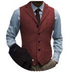 Burgundy Tweed Waistcoat for Men’s Formal Wear