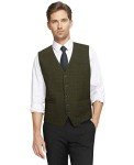HISDERN Men's Olive Green Slim Fit Suit Vest