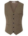Men's Herringbone Tweed Suit Vest - Light Coffee