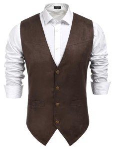 Men's Slim Fit Suede Leather Western Vest