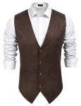 Men's Slim Fit Suede Leather Western Vest