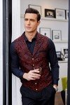 Wine Red Paisley Floral Men’s Tuxedo Vest