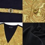 GUSLESON Men's Gold V-Neck Suit Vest Set