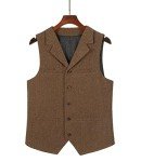 Burgundy Tweed Waistcoat for Men’s Formal Wear