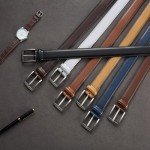 Men's Genuine Leather Adjustable Dress Belts - Black