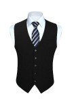 HISDERN Slim Fit Black Suit Vest for Men