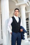 HISDERN Slim Fit Black Suit Vest for Men