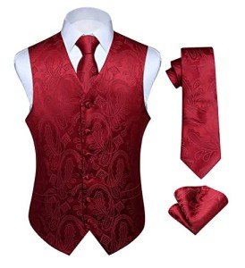 Men's Paisley Floral Waistcoat, Necktie & Pocket Square Set