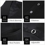 HISDERN Slim Fit Black Suit Vest for Men