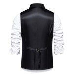 Men's Slim Fit Double Breasted Suit Vest - Black