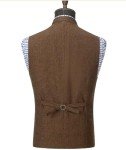 Men's Slim Fit Black Herringbone Wool Waistcoat