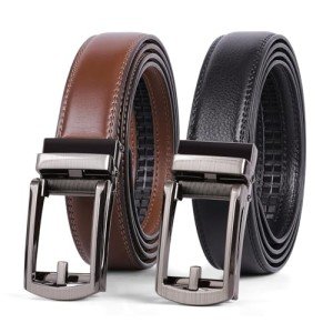 Men's 2-Pack Leather Ratchet Belts - Black & Brown