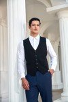 HISDERN Slim Fit Black Suit Vest for Men