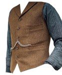 DREFEEL Men's Green Wool Tweed Suit Vest
