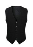 HISDERN Slim Fit Black Suit Vest for Men