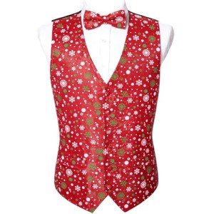 Men's Christmas V-neck Vest Set with Bowtie