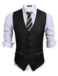 Men's Slim Fit V-Neck Dress Vest in Black