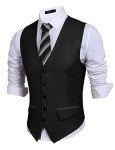 Men's Slim Fit V-Neck Dress Vest in Black