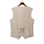 Summer Cotton Linen Suit Vest for Men - Black
