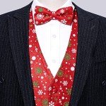Men's Christmas V-neck Vest Set with Bowtie