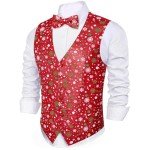 Men's Christmas V-neck Vest Set with Bowtie