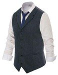 Navy Blue Slim Fit Tweed Vest for Men