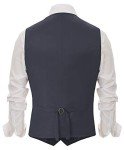 Navy Blue Slim Fit Tweed Vest for Men